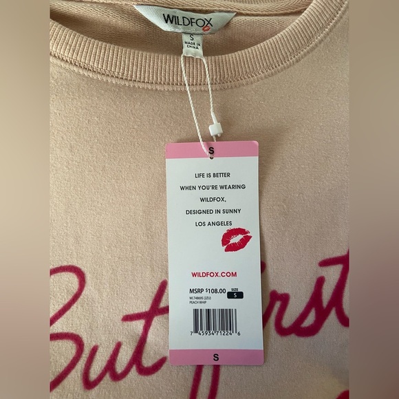 NWT Wildfox But First Cocktails Sweatshirt Size S Pink - Picture 4 of 6
